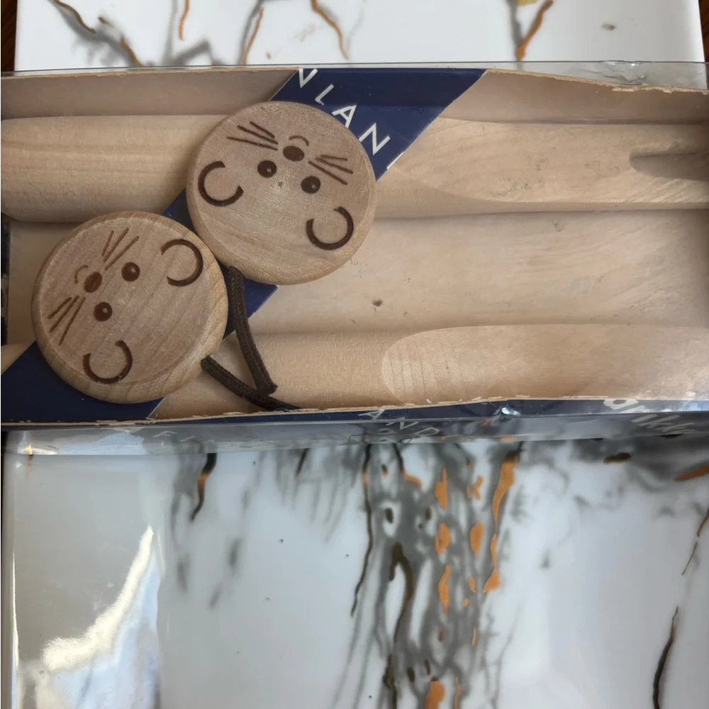 Vintage Aarikka Finland wooden mouse cheese serving set
